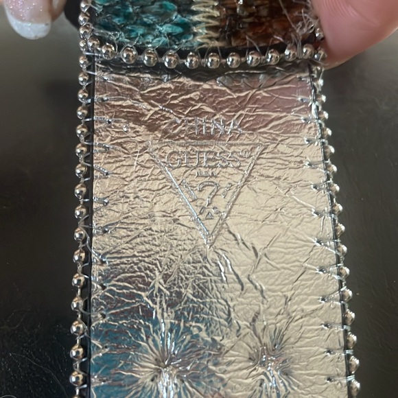 NWOT Guess ‘Calico Patchwork’ Rhinestone Studded Snakeskin Belt Small - Picture 15 of 16